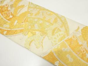 アンティーク　几帳に笠松模様織り出し袋帯（材料）